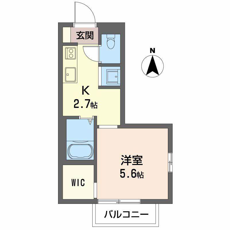 ベルデ北田A棟(1K/2階)の間取り写真