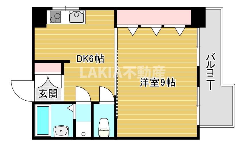 肥後橋ハイツ(1DK/5階)の間取り写真
