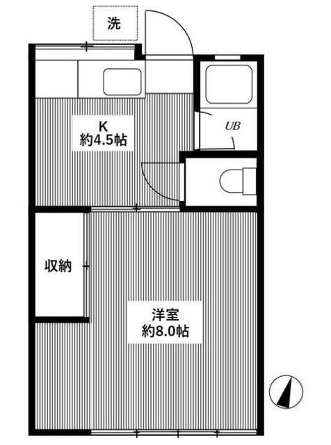 ハイム宮仲(1K/1階)の間取り写真