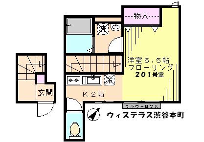 ウィステラス渋谷本町(1K/2階)の間取り写真