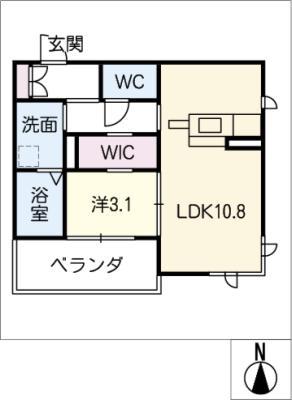 BLUE STAR(1LDK/2階)の間取り写真