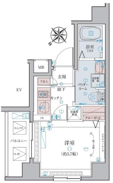 リヴシティ横濱蒔田ステーションアリーナ(1K/3階)の間取り写真