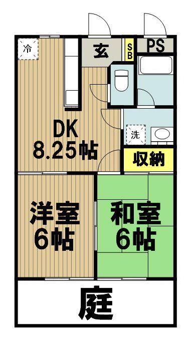 グリーンフィールド石阪(2DK/2階)の間取り写真