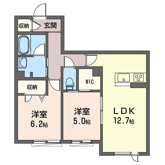 アルフラット湘南(2LDK/2階)の間取り写真