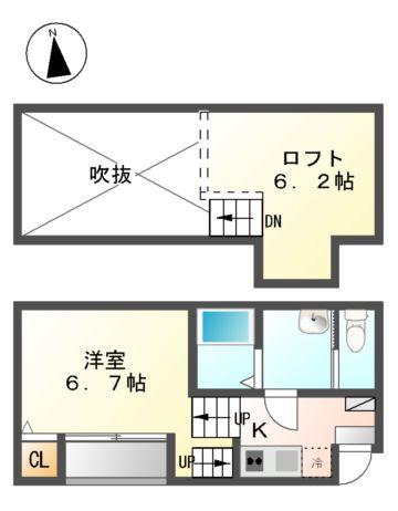 エスパシオ今池(1K/1階)の間取り写真