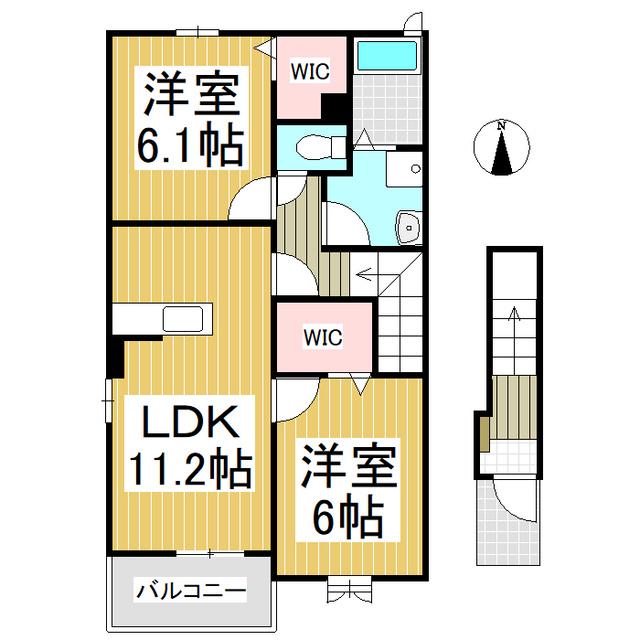 メモリアルコート(2LDK/2階)の間取り写真