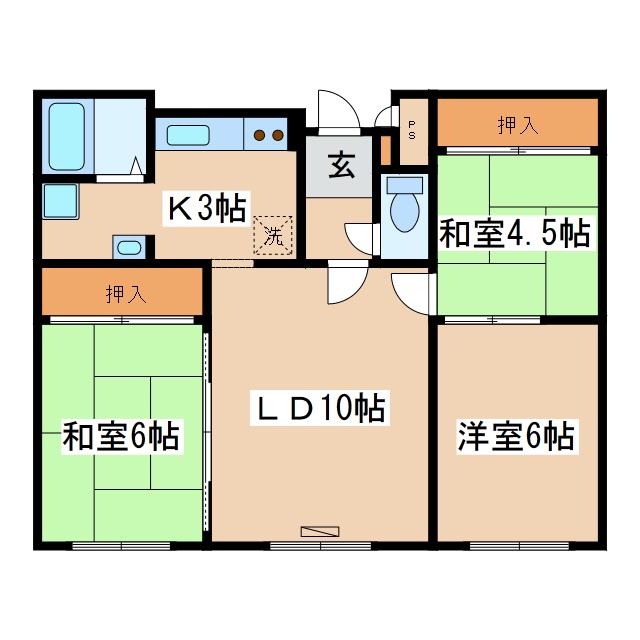 ハーバーヒルズ(3LDK/3階)の間取り写真