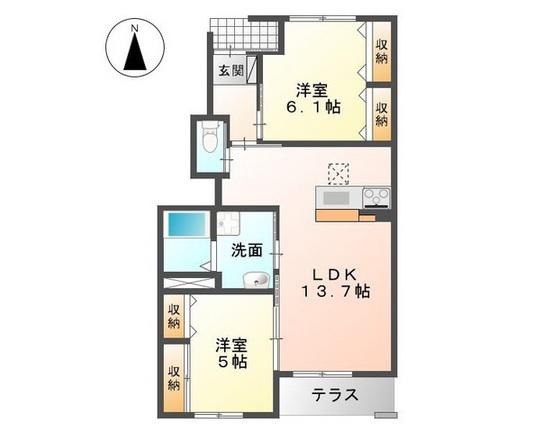 フレシール御南(2LDK/1階)の間取り写真