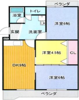 KTハイツ(3DK/1階)の間取り写真