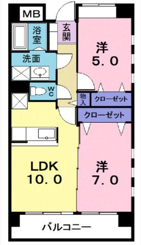 エレガント コンドミニアム 301(2LDK/3階)の間取り写真