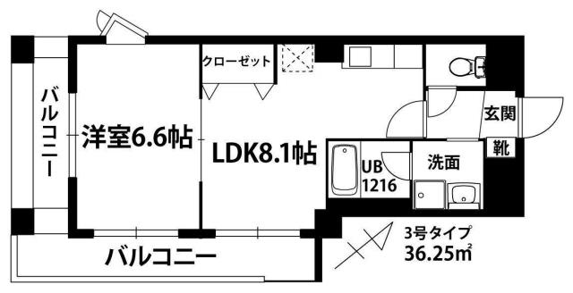 ミニオンロード(1LDK/4階)の間取り写真