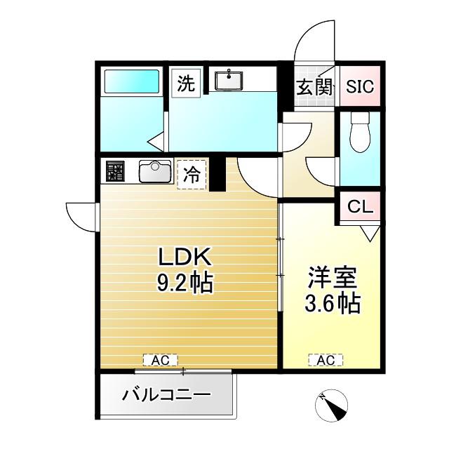 アルモ井の頭(1LDK/2階)の間取り写真