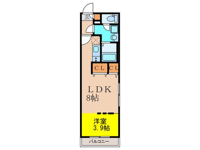 BRANCHE平尾III イースト(1LDK/1階)の間取り写真