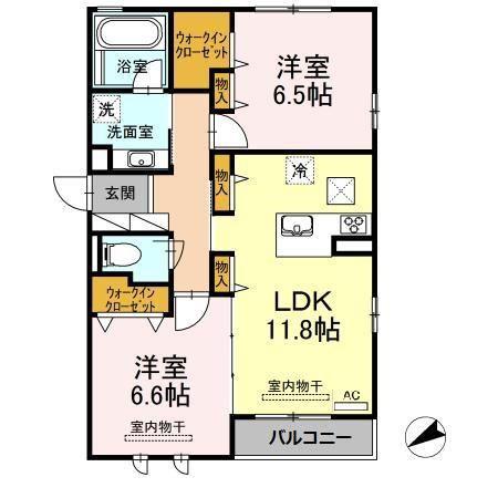 パークサイド南観音II(2LDK/1階)の間取り写真