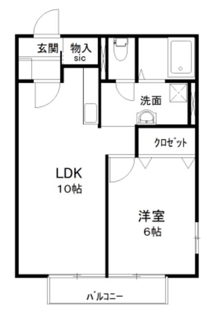 あおば2(1LDK/2階)の間取り写真