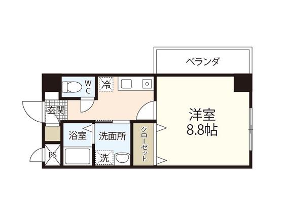 エストブリック国際大前(1K/7階)の間取り写真