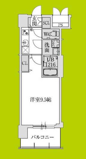 スプランディッド堺東III(1K/8階)の間取り写真