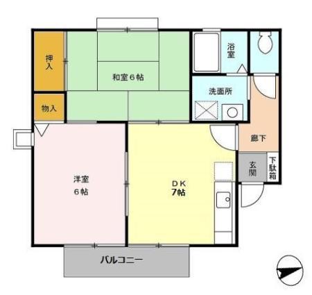 グラース壱番町(2DK/1階)の間取り写真
