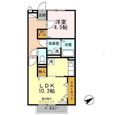 ポルティエ(1LDK/2階)の間取り写真