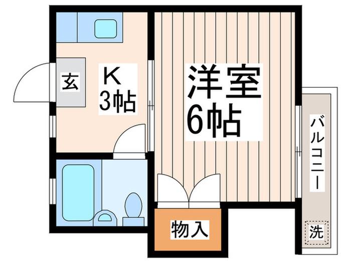 グリーンハイム大竹(1K/2階)の間取り写真