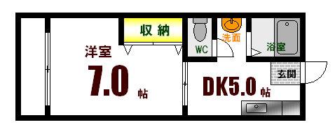 琴荘(1DK/1階)の間取り写真