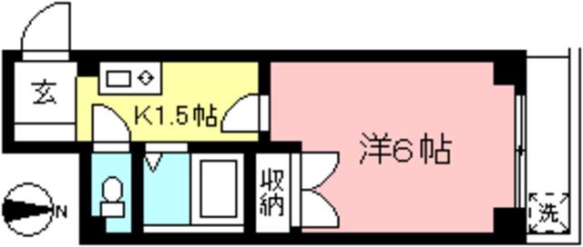 ヴィラクレッセント(1K/2階)の間取り写真
