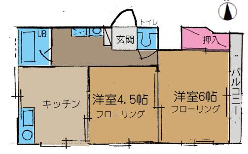 ダイヤハイム(2DK/3階)の間取り写真