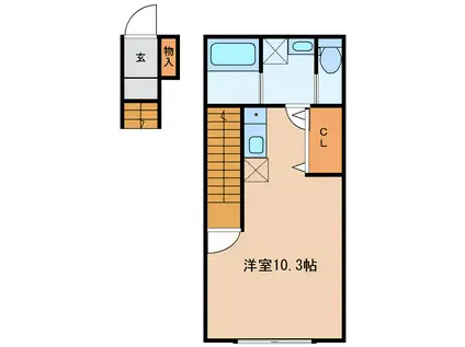 T-スタイル(ワンルーム/2階)の間取り写真