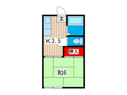 ハイツ清風(1K/2階)の間取り写真