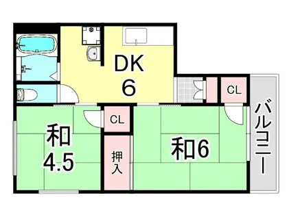 シティハイム橋本第3AP(2DK/2階)の間取り写真