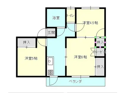 堀川マンション(3K/5階)の間取り写真