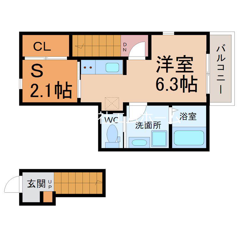 WISTERIAII(1SK/2階)の間取り写真