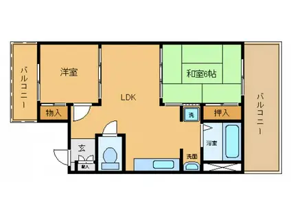 エクセルサツキ(2DK/1階)の間取り写真