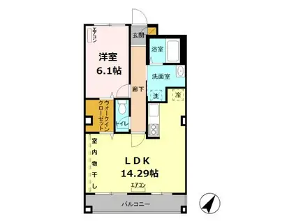 カーサコート熊谷(1LDK/2階)の間取り写真