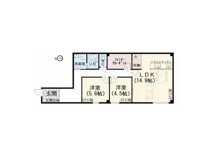 コンフォート長良(2LDK/1階)の間取り写真