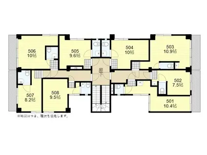 SOCIAL APARTMENT 若草共同(1K/5階)の間取り写真