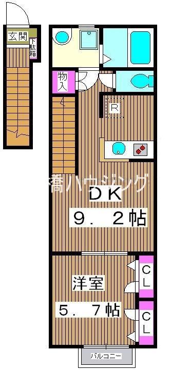ルアーナガーデンI(1DK/2階)の間取り写真