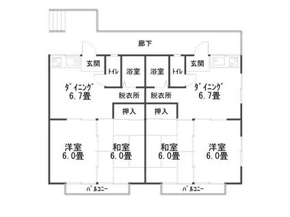 メゾンド松田B棟(2DK/2階)の間取り写真