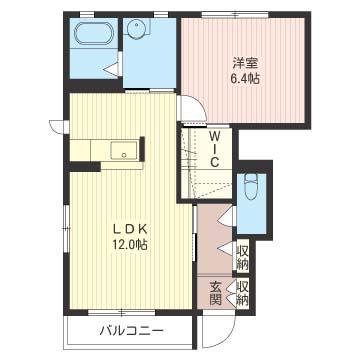 シャーメゾンフルールA棟(1LDK/1階)の間取り写真