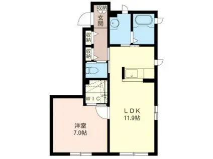 サンハイツK・3号棟(1LDK/1階)の間取り写真