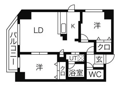 スカイコート(2LDK/9階)の間取り写真