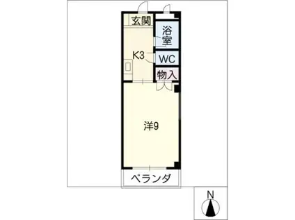 ウッドベル(1K/4階)の間取り写真