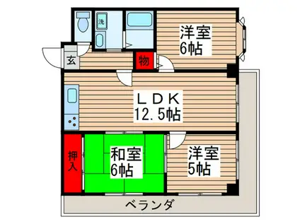 サムソンコート(3LDK/1階)の間取り写真