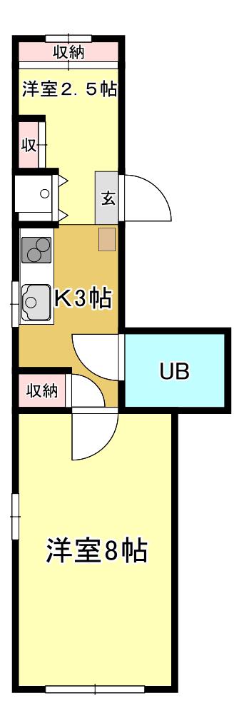 メゾンナバタ一番町(2K/4階)の間取り写真