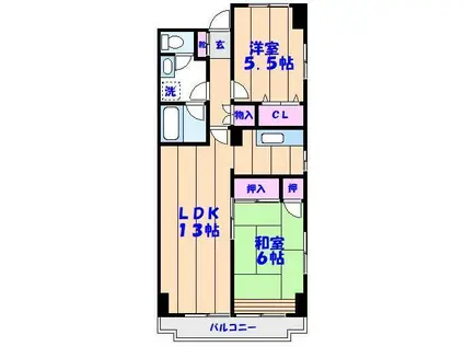 シティー行徳(2LDK/3階)の間取り写真