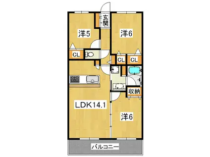 レスタージュ京都ウエストシティゲート(3LDK/4階)の間取り写真