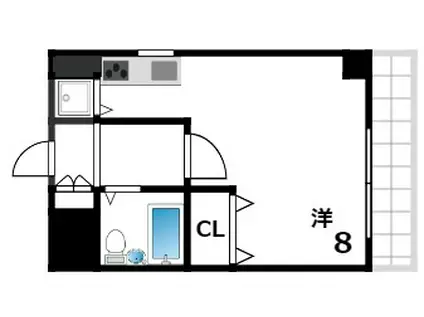 フォルム芦屋アヴァンセ(ワンルーム/2階)の間取り写真