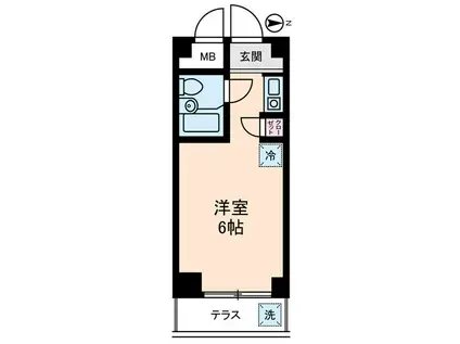 アムス堀ノ内A棟(ワンルーム/1階)の間取り写真