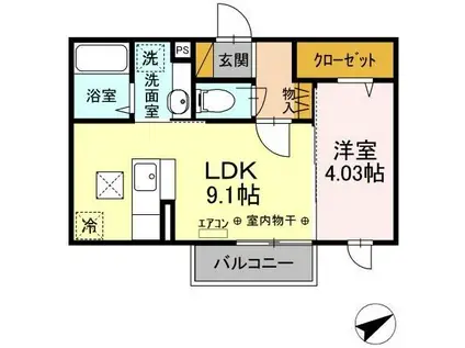 ラムサール/JOY NARASHINO(1LDK/1階)の間取り写真
