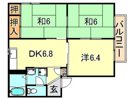 フレグランス橋本B棟(3DK/2階)の間取り写真
